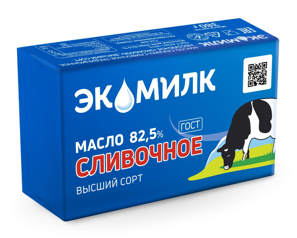 Масло сливочное ЭКОМИЛК 82,5% без змж, 380г - купить с доставкой по ...