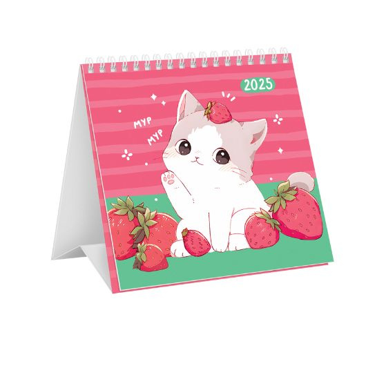 Календарь 2025 настольный MESHU Strawberry kitty, 100х100 мм, 1 блок (370776)  #1