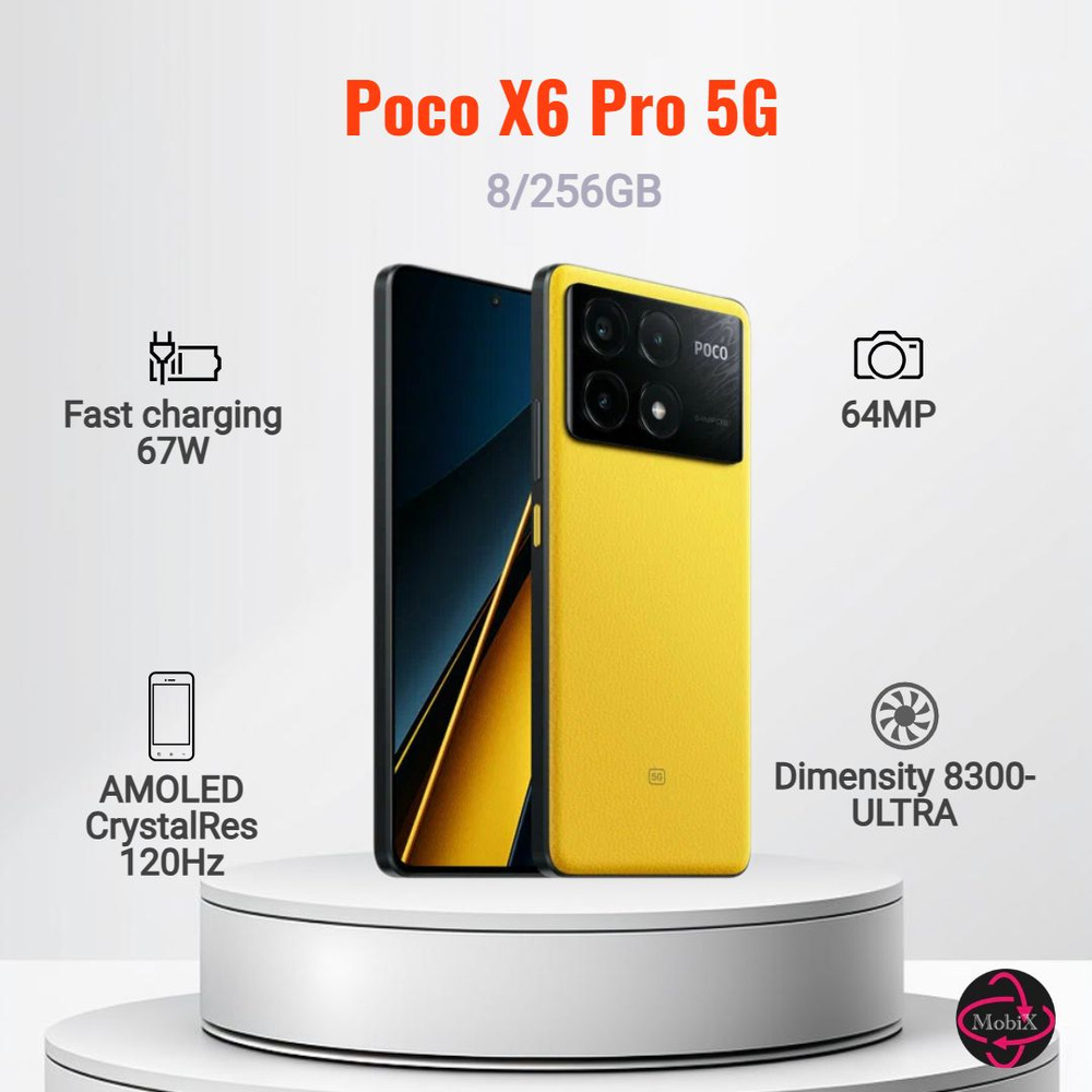 Xiaomi Смартфон Poco X6 Pro 5G 8/256 ГБ, желтый #1