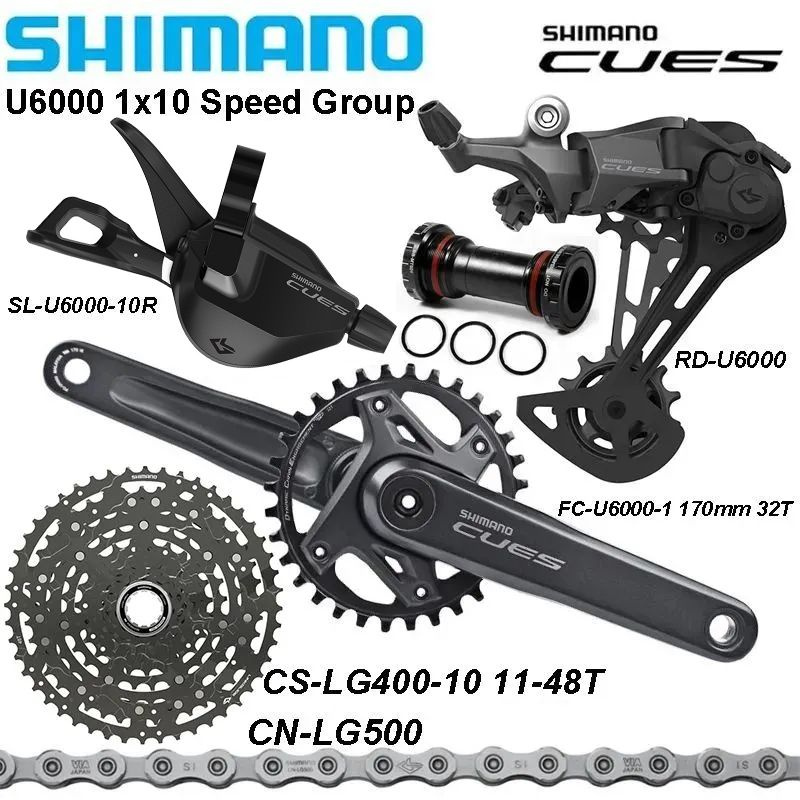 Shimano Cues U6000, группа скоростей 1x10, переключение SL-R/RD (Без окном), кассета CS-LG400 11-48T, #1