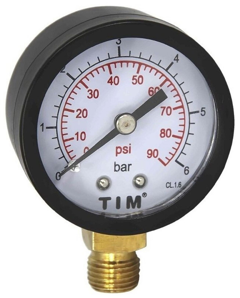 Манометр радиальный TIM Y-50-6 на 6 Бар класс точности 1,6 #1