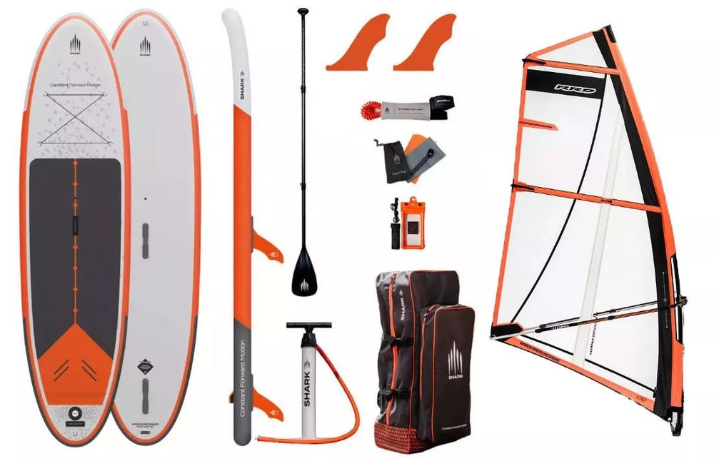 Сапборд Shark 11.0 Windsurfing-Fly X 2024 (335x86x15 см) для виндсерфинга надувной двухслойный / доска #1