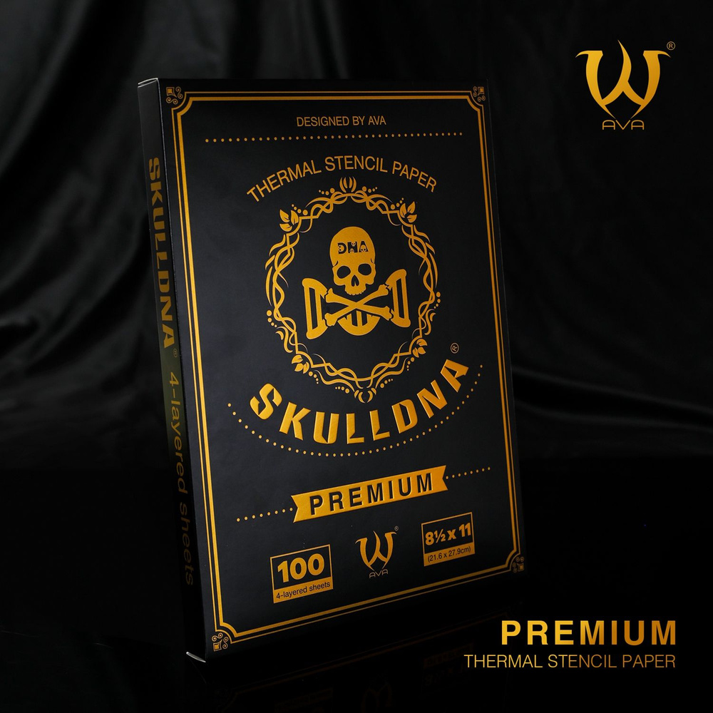 Тату трансферная бумага для термопринтера 10 листов AVA SKULL DNA PREMIUM  #1