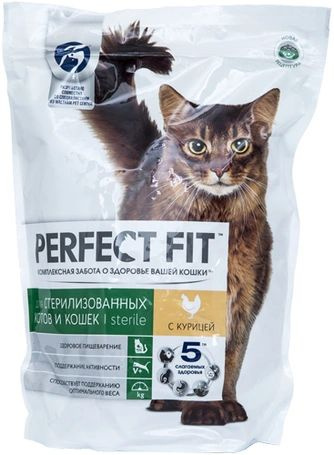 PERFECT FIT корм сухой для стерилизованных кошек Курица 650г #1