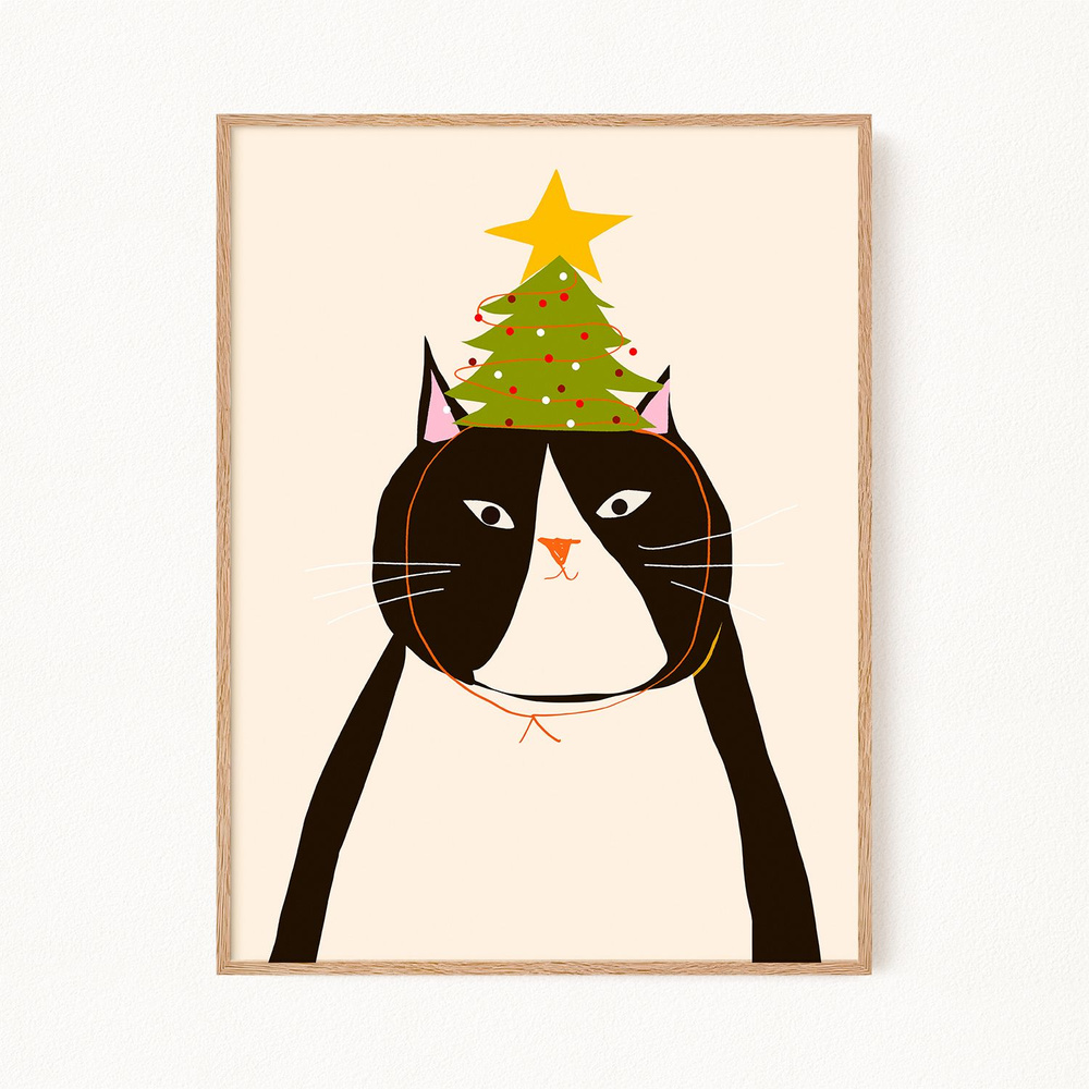 Новогодний постер "Christmas Cat", 30х40 см #1