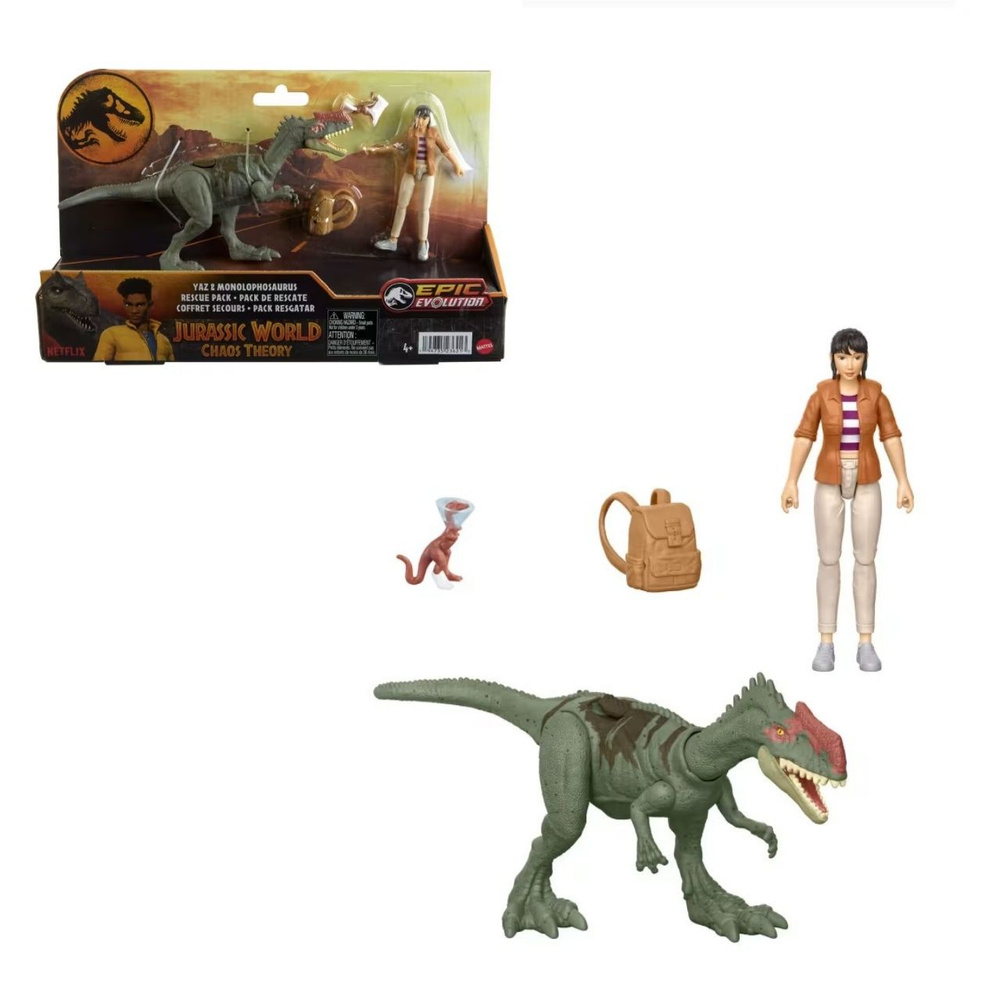 игрушки mattel фигурки Jurassic World: Chaos Theory Storypack, Yaz & Monolophosaurus Action Figure Toys #1