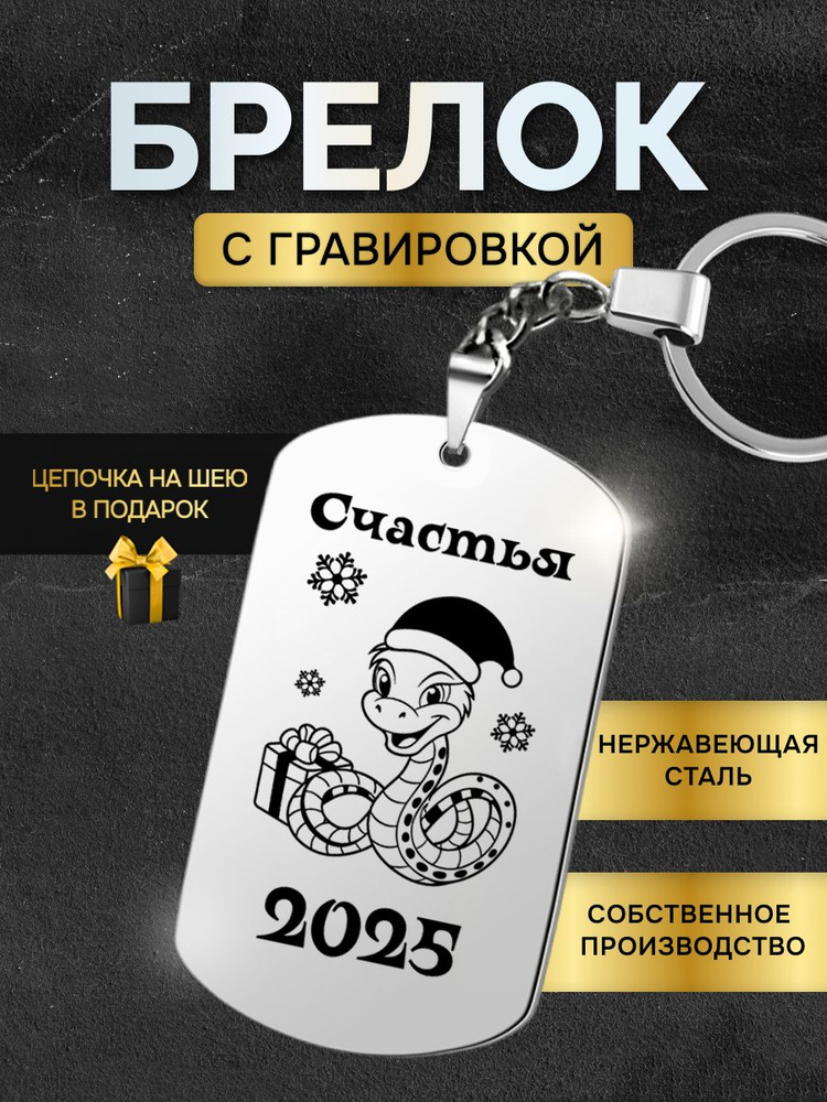 Жетон брелок новогодний - подарок на Новый год змеи 2025 (НГ рождество) с пожеланием  #1