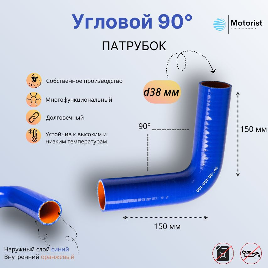 Motorist Патрубок охлаждения, 150 мм, арт. d38 #1