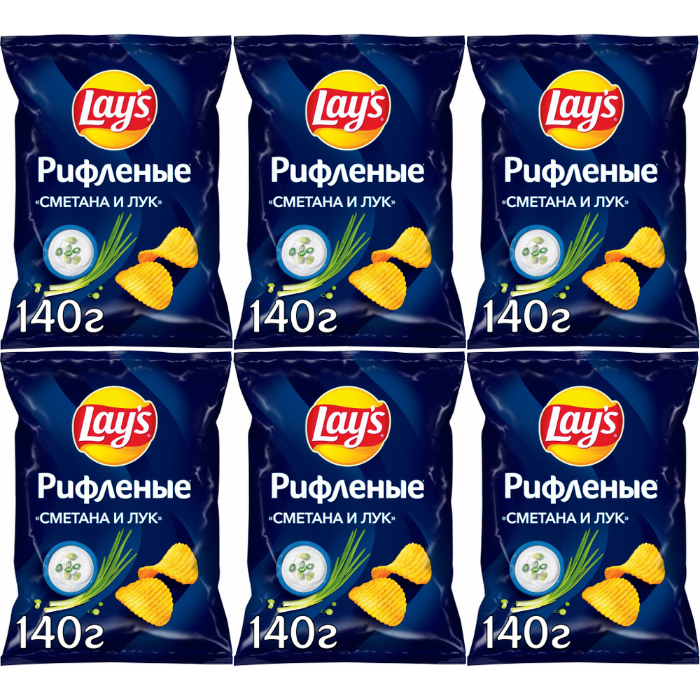 Чипсы картофельные Lay's сметана-лук 140 г, набор: 6 штук #1