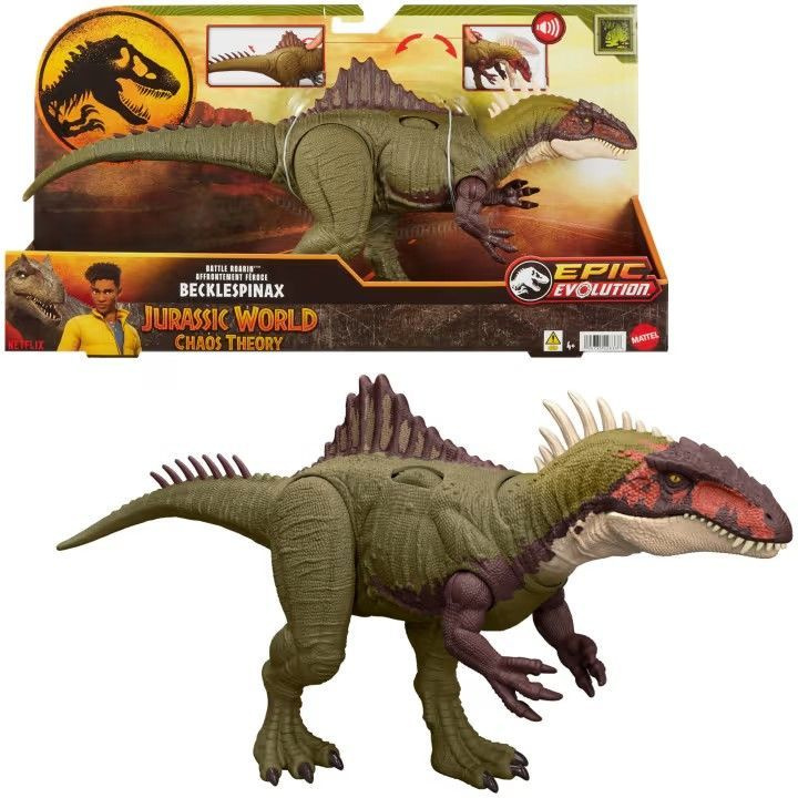 игрушки mattel фигурки Jurassic World Battle Roarin Becklespinax Dinosaur Action Figure Toy, Rampage #1