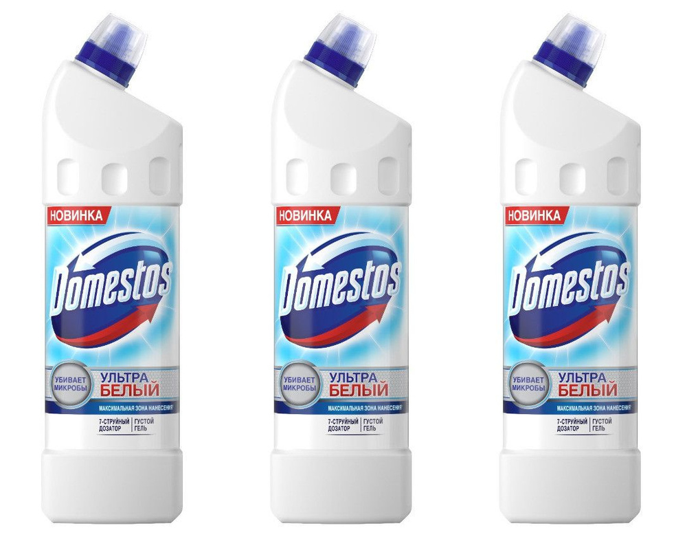 Доместос Средство чистящее для унитаза, Domestos Ультра Белый, 1 л, 3 шт  #1