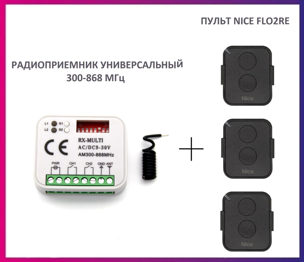Радиоприемник внешний универсальный 2-х канальный для ворот и шлагбаумов RX-MULTI 300-868MHz AC/DC9-30v #1