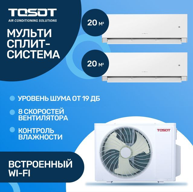 Инверторная мультисплит-система TOSOT на 2 комнаты 20м2+20м2 T14H-FMA/O T07H-SLYWA/I*2  #1