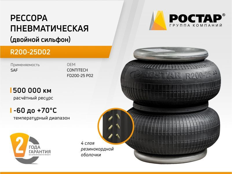 Рессора пневматическая (двойной сильфон) R200-25D02 (FD 200-25 P02)  #1