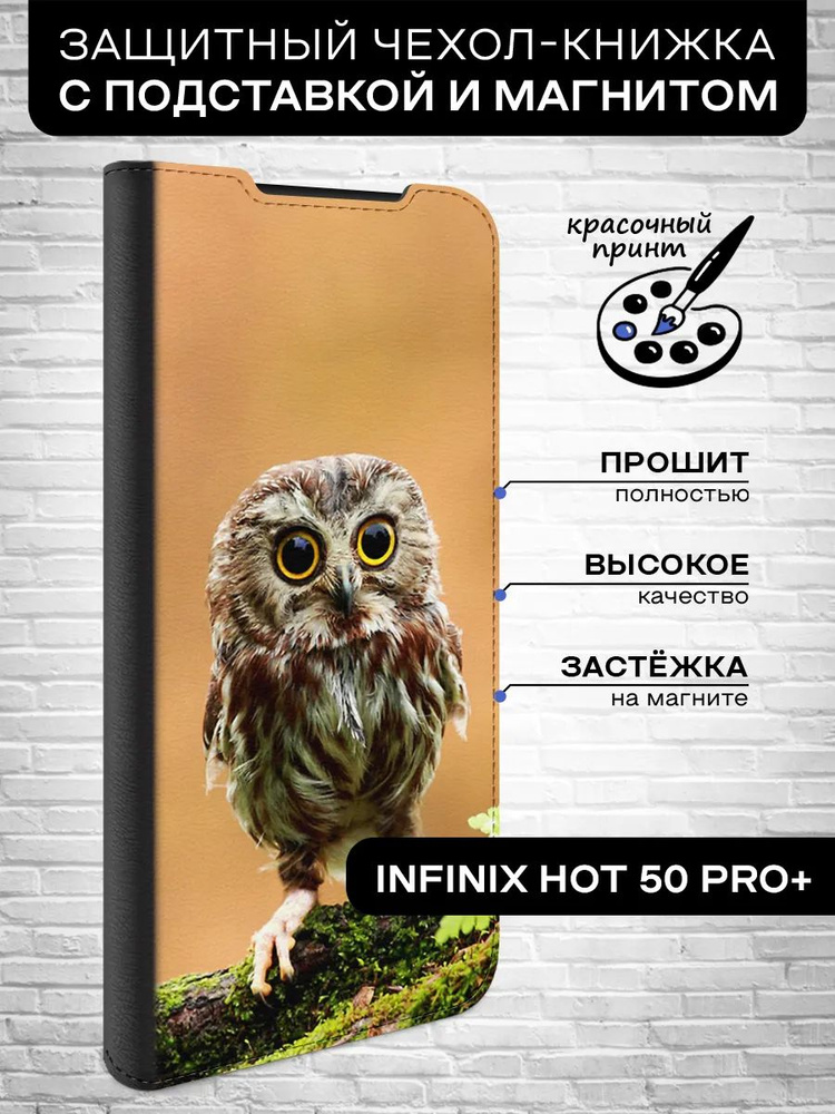 Чехол-книжка для Infinix Hot 50 Pro+ / Инфиникс Хот 50 Про+ сова #1