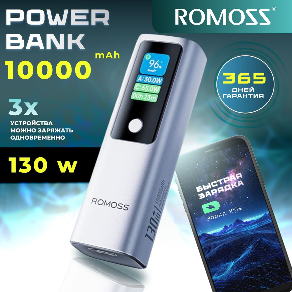 Romoss Повербанк (powerbank) 10000 mAh 130Вт / Внешний аккумулятор с быстрой зарядкой  #1