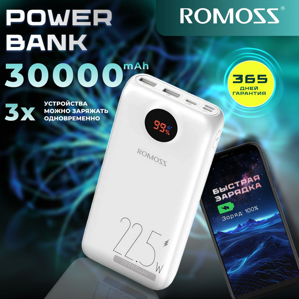 Romoss Повербанк (powerbank) 30000 mAh 22,5Вт / Внешний аккумулятор с быстрой зарядкой  #1