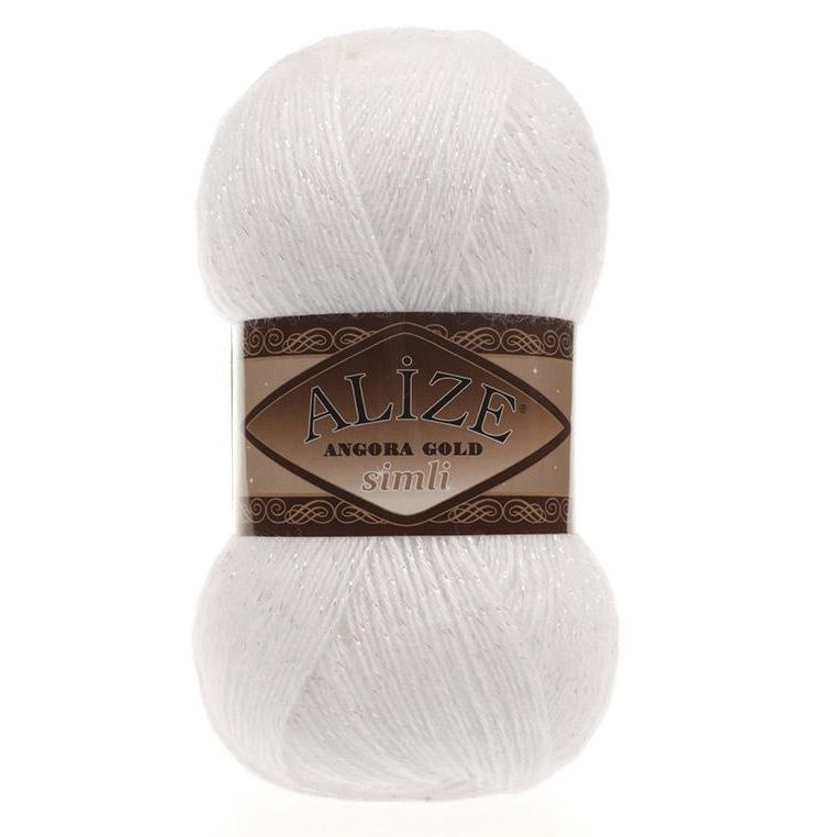 ПРЯЖА ALIZE ANGORA GOLD SIMLI (55-белый) 1 моток #1