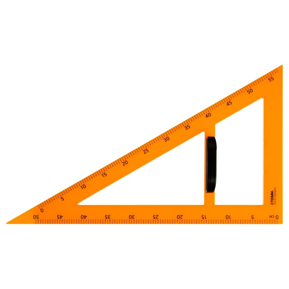 Треугольник для школьной доски СТАММ угол 30 градусов, 50 см, пластиковый, желтый, с ручкой  #1