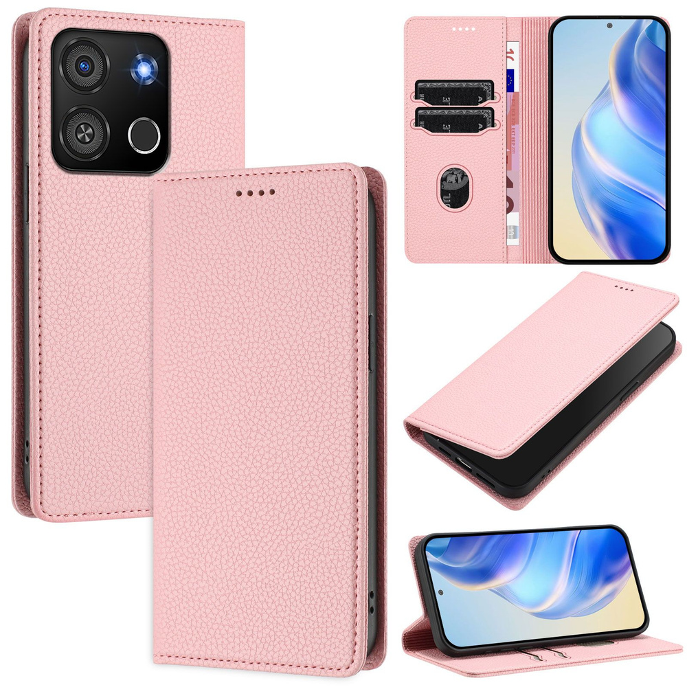 Кожаный книжка чехол для Itel A05S с визитницей и RFID-блокировкой #1