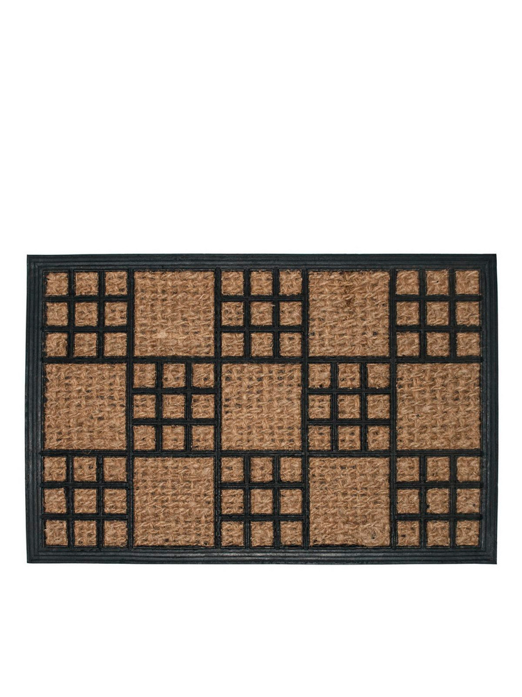 Коврик придверный из кокосовой койры Borghouse "Squares", размером 60 x 40 см #1