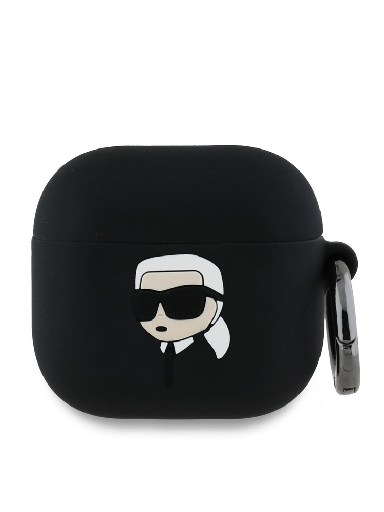 Чехол Karl Lagerfeld для наушников Apple Airpods 4 Silicone силиконовый c эффектом софт тач с карабином, #1