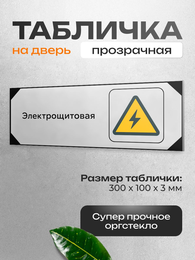 Табличка на дверь и стену, "Электрощитовая", для офиса и дома, 30х10 см #1