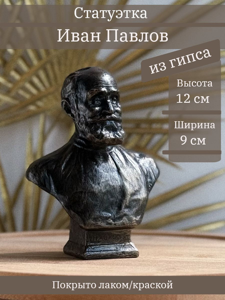 Статуэтка Бюст Павлова, 12 см, черно-бронзовый цвет, декор из гипса #1