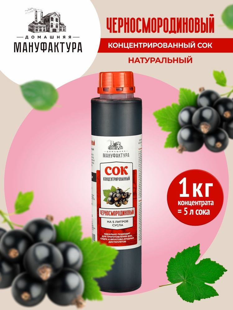 Концентрированный сок Черносмородиновый, 1 кг - Домашняя Мануфактура (100% натуральный, без консервантов) #1