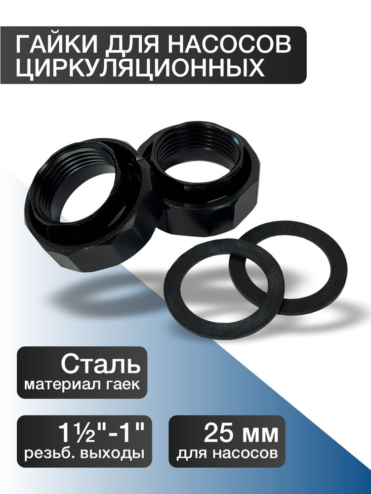 Гайки 25 (1х1 1/2) для циркуляционного насоса универсальные (2шт) #1