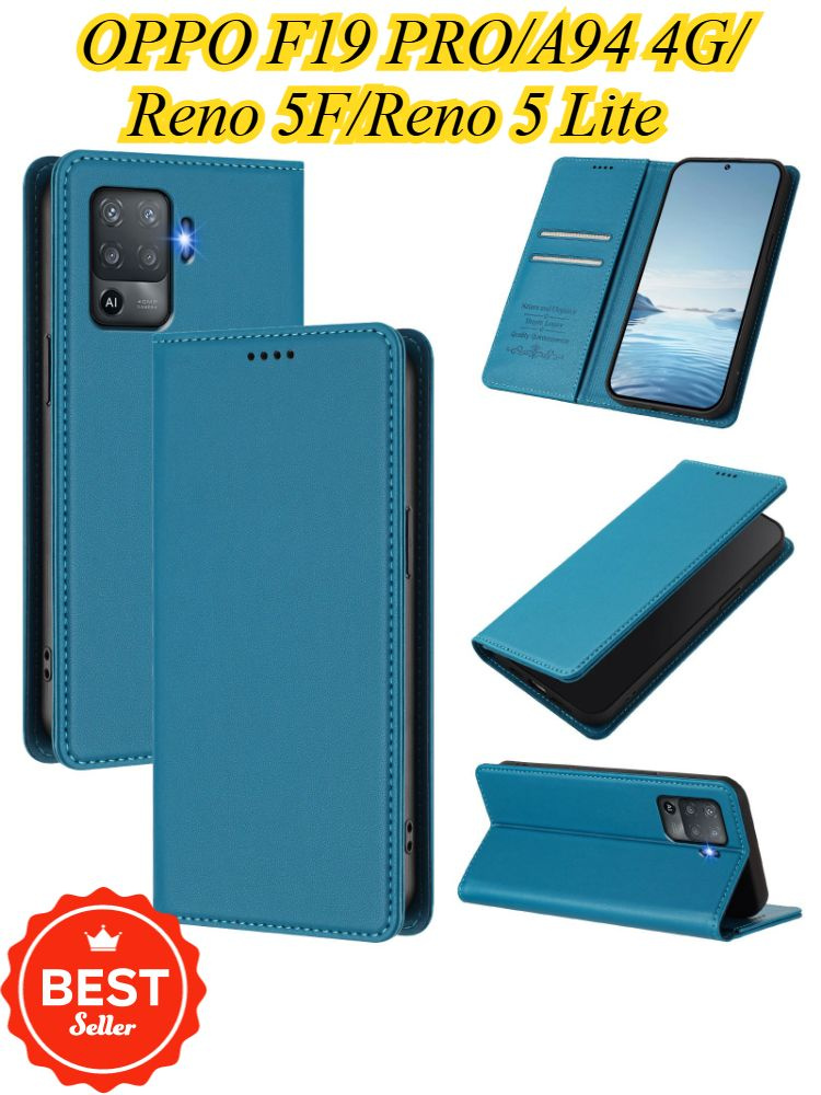 Стильный кожаный чехол-книжка для oppo F19 PRO/A94 4G /Reno 5F/Reno 5 Lite(Оппо Ф19 Про,A94 4G,Рено 5Ф,Рено #1
