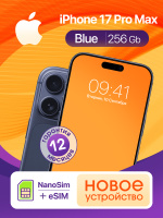 Apple Смартфон iPhone 17 Pro Max Global 12/256 ГБ, Nano-SIM, темно-синий