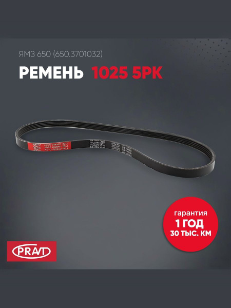 Ремень 1025 (5PK) ЯМЗ-650 генератора (Rubena)