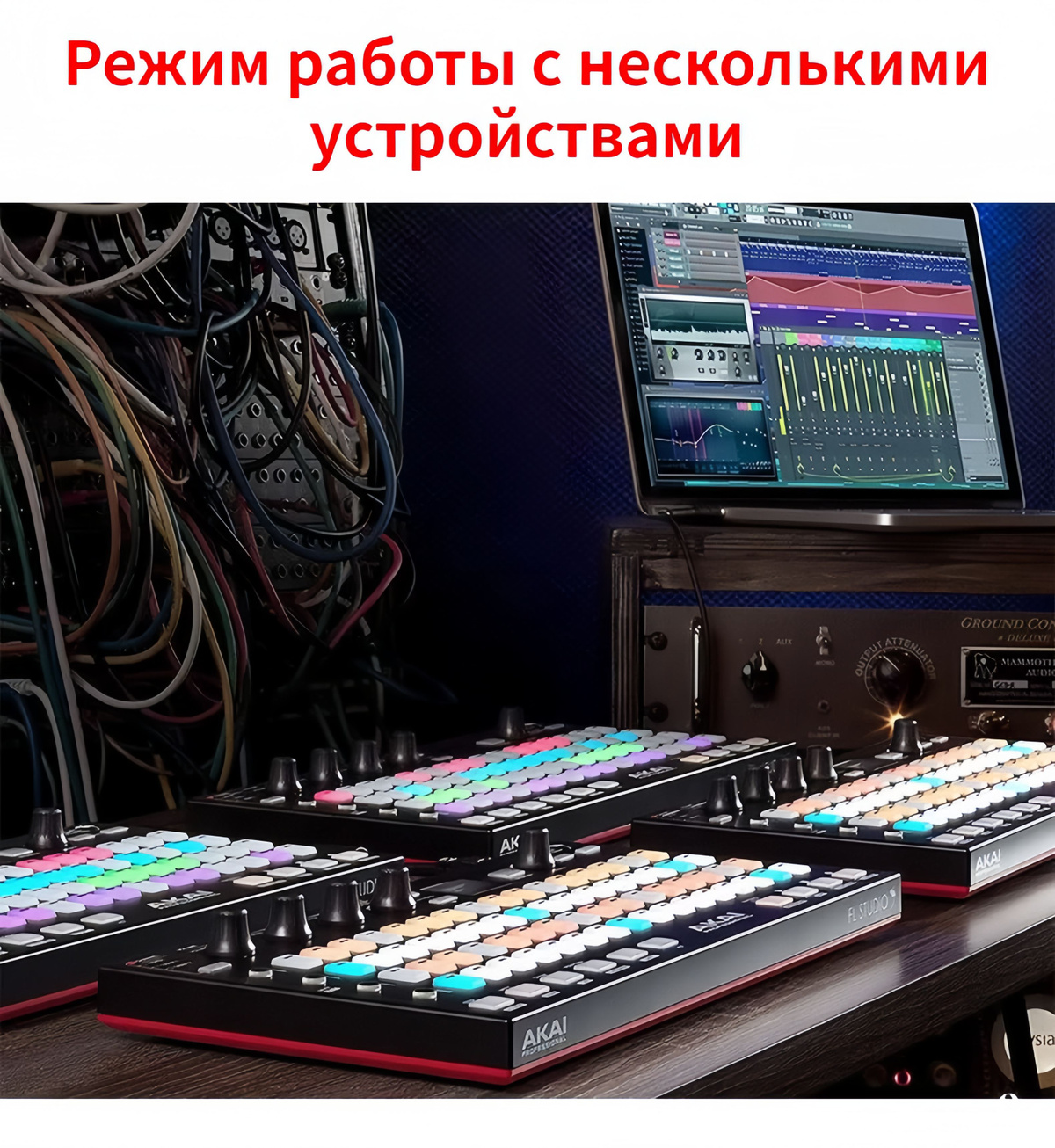 MIDI-контроллер,AKAI Fire FL Studio,RGB-панели с матрицей 4X16,Цифровая ...