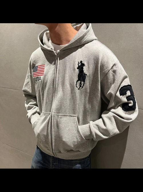 美品　POLO RALPH LAUREN Худи Мужской Polo Ralph Lauren Воротник черный меланж Молния
