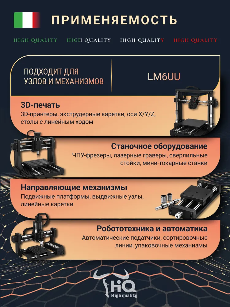 Линейный подшипник LM6UU Шариковая втулка, диаметр вала 6мм, ПРЕМИУМ КАЧЕСТВО, TORO, вариант, фото 3