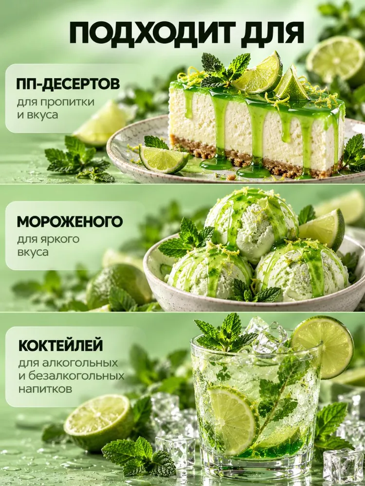 Сироп без сахара со вкусом Мяты 1000 мл, 1 л, фото 6