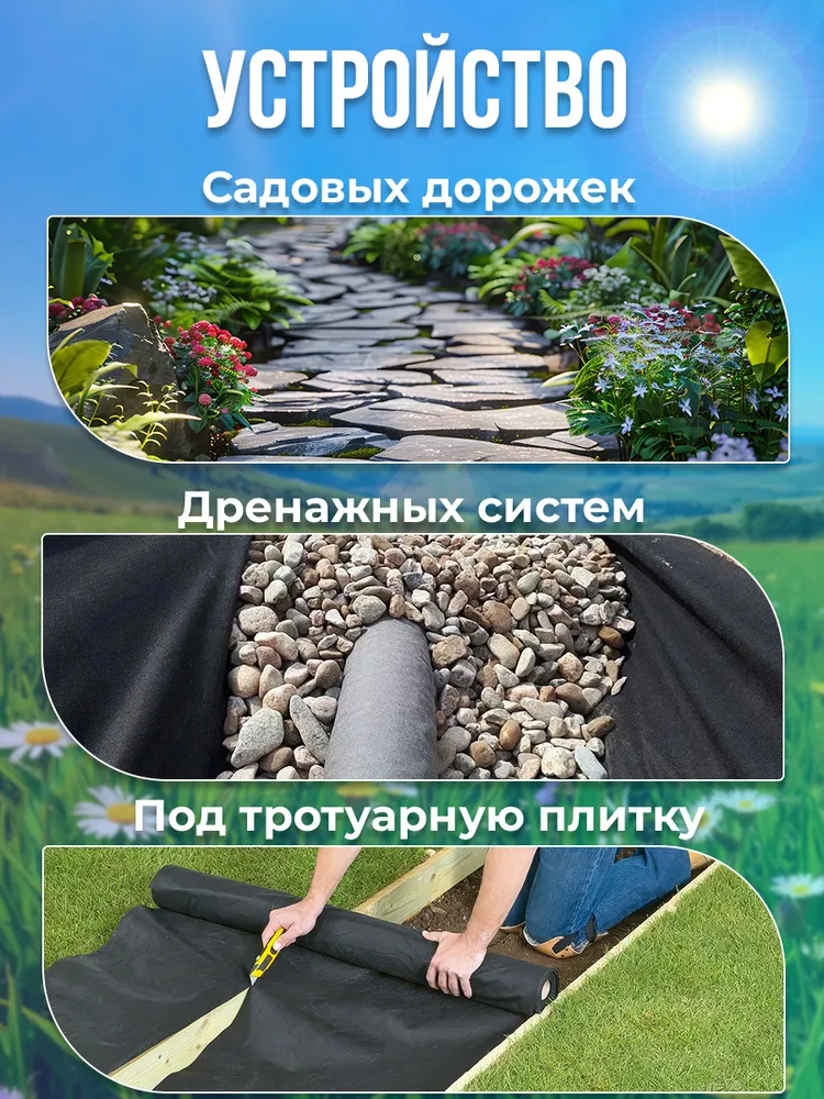 Геотекстиль 150 садовый для дорожек от сорняков 100м в рулоне, 100 м, фото 5