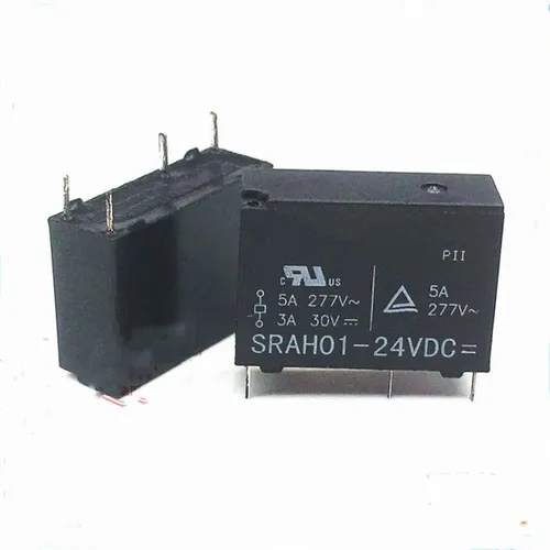 2pcs Реле электромагнитное SRAH01: 24В постоянного тока, 5А/277В, 1НО, 4 контакта для автоматики и у