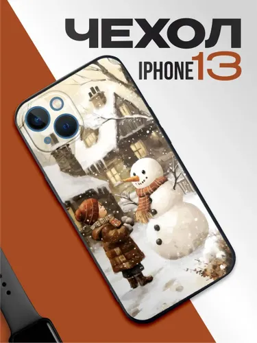 Новогодний чехол на iphone 13 Снеговик