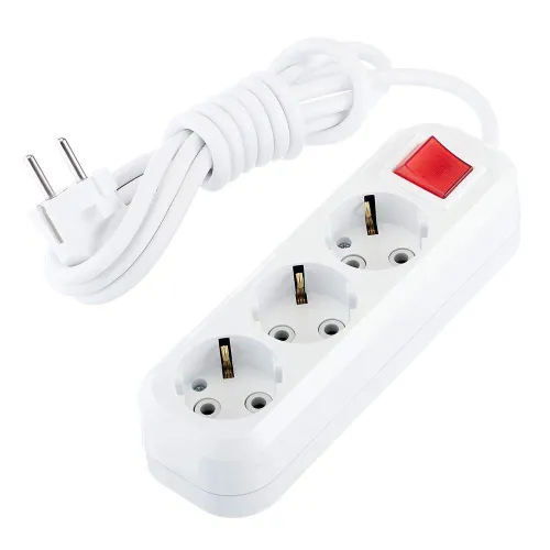 Удлинитель Makel MGP212 3 розетки 2м ПВС 3х1мм 16А 2.2кВт с кнопкой белый