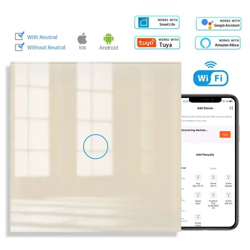 Умный сенсорный выключатель с Алисой WIFI одноклавишный Золотой