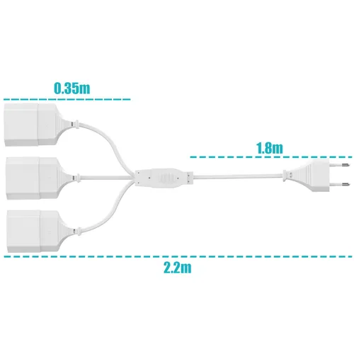 HITRENDS Удлинитель Xiaoou на 3 розетки, 2 метра, белый, кабель 0.75 мм, прямой штекер