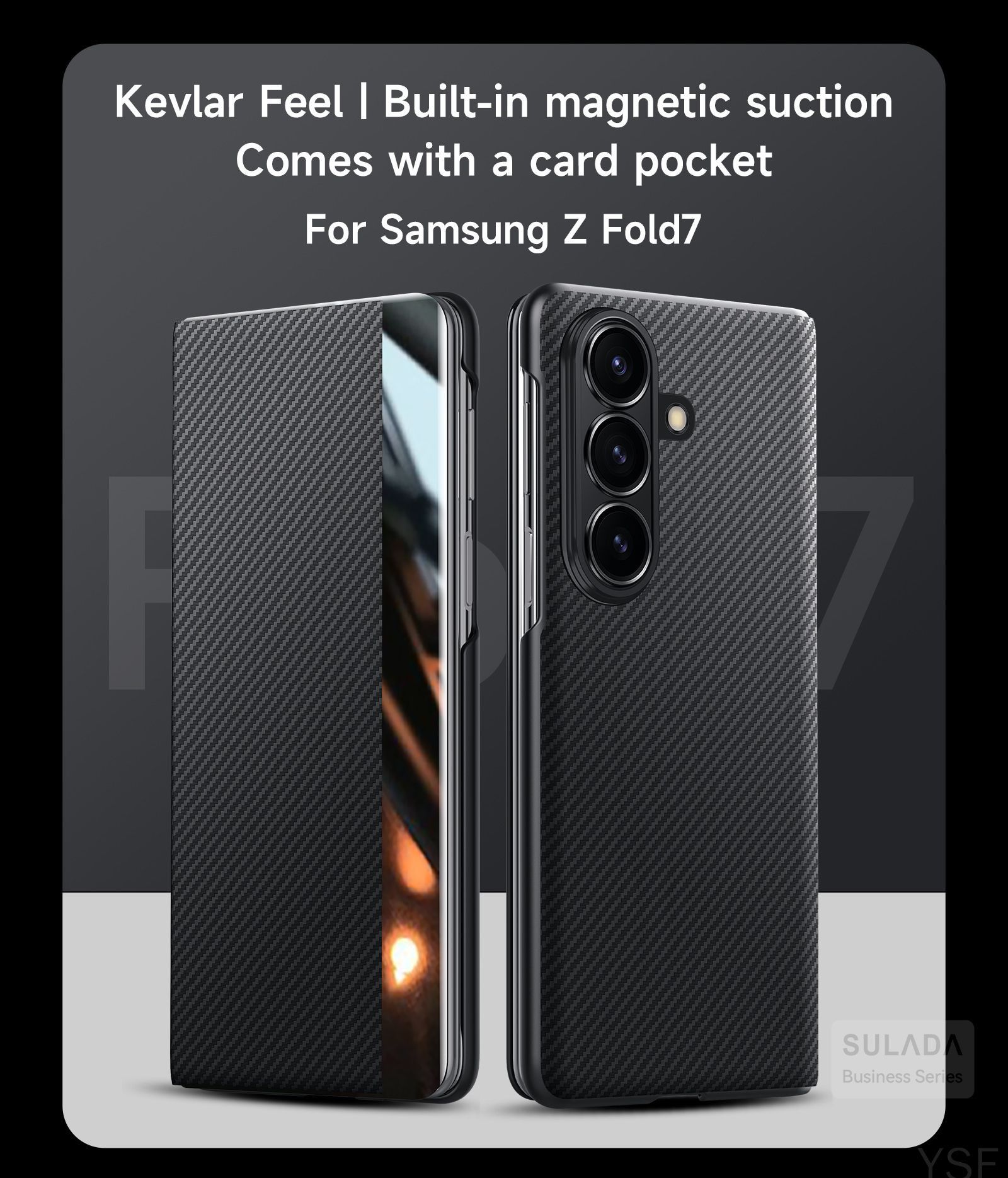 智能手机壳 用于 Samsung Galaxy Z Fold7, 塑料 , 黑色