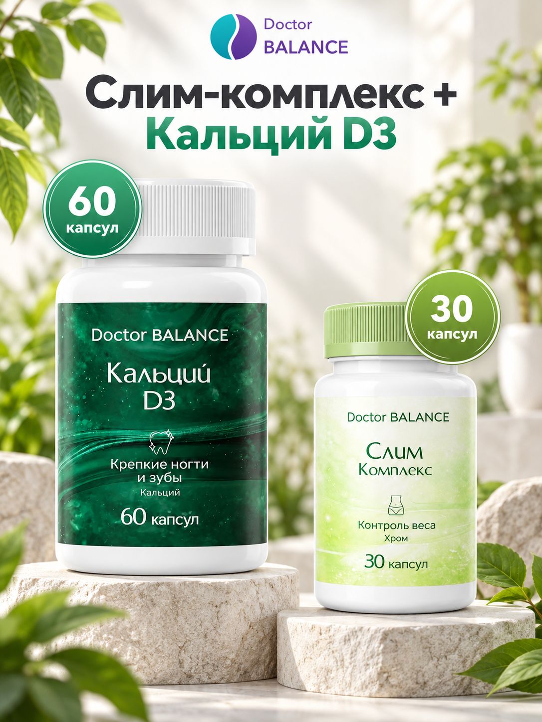 Набор Doctor Balance: Слим-комплекс для контроля веса 30 + Кальций с витамином D3 60
