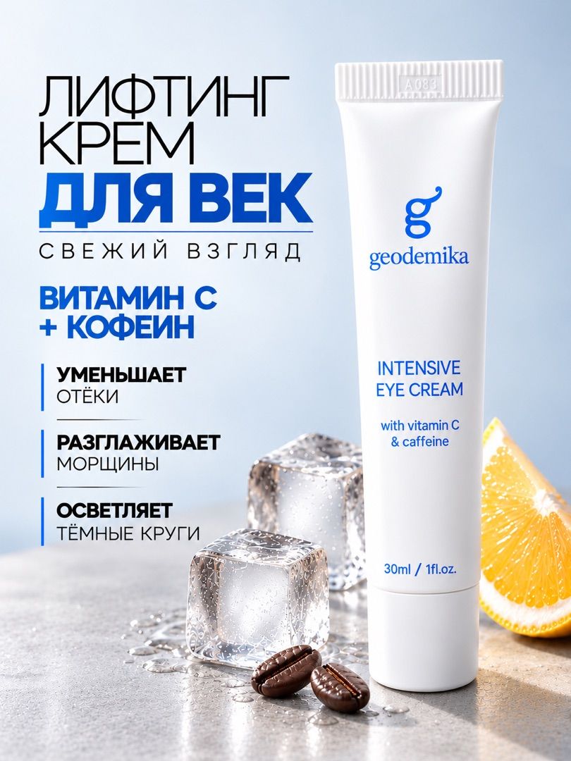 Geodemika Крем гель для век Сквалан и Кофеин от отеков и темных кругов под глазами, 30 мл