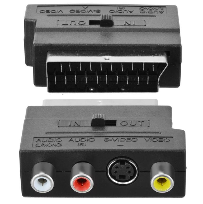 ПереходникSCART-3RCAспереключателемS-Video,скарт3тюльпана