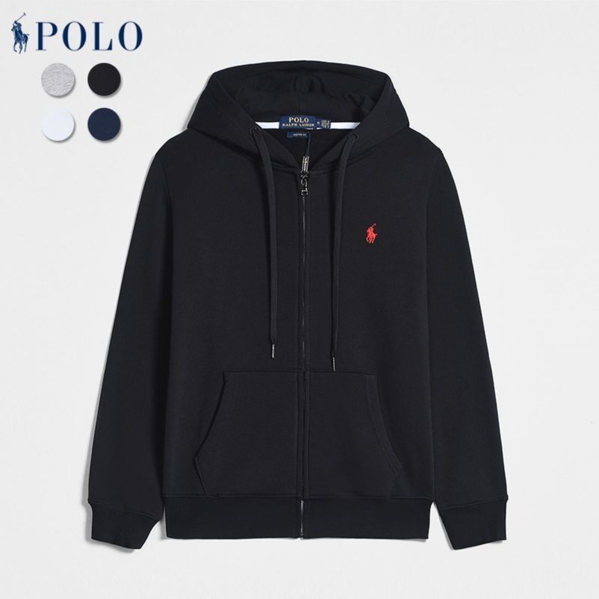Худи Polo Ralph Lauren, мужские, на молнии, черный, женские, с