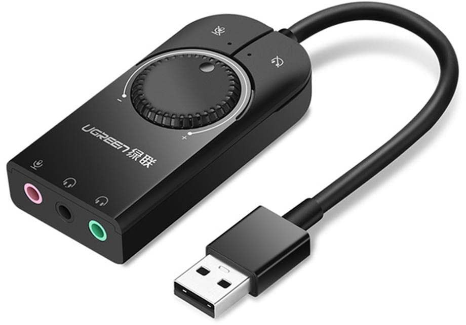 UGREEN USB external sound audio card to 3.5mm jack volume control Mic Adapter