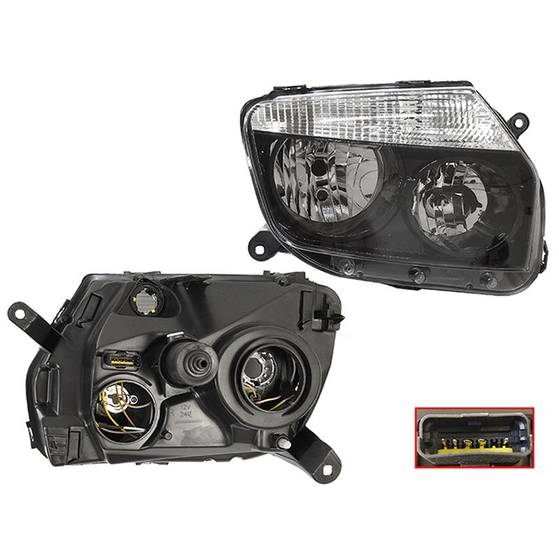 Фара Renault Duster 10-15 (Справа/ Галоген/ Ручная регулировка/ Чёрная)